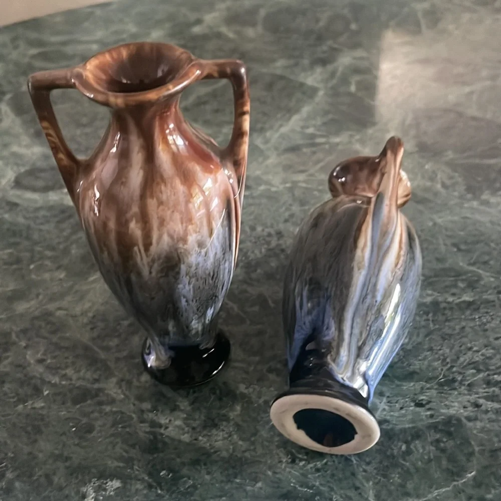 Mini Vases 4.5 Inches Tall Bluetvk. MiniBrown can hold diffuser sticks - Picture 8 of 10